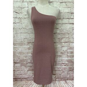 Luvalot Womens One Shoulder Mini Dress Bodycon Mauve Pink Stretch US Size 2 NEW